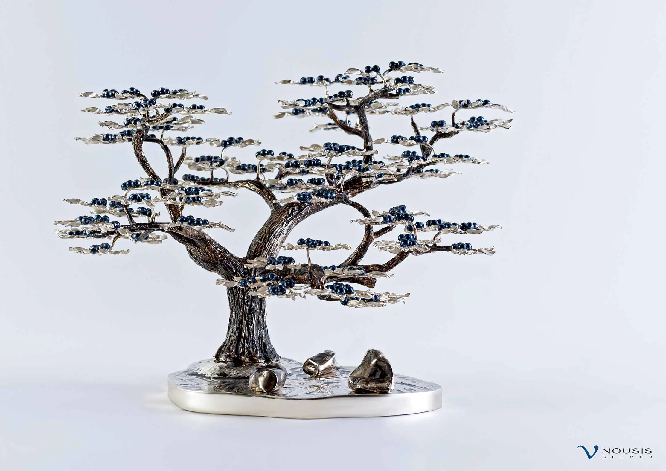 Sterling silver bonsai sculpture. One-off piece (BON-SB-1.3)