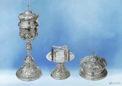 Sterling silver chalices set (DIS6-2.2)• Byzantine Art • Ecclesiastical items • Church utensils