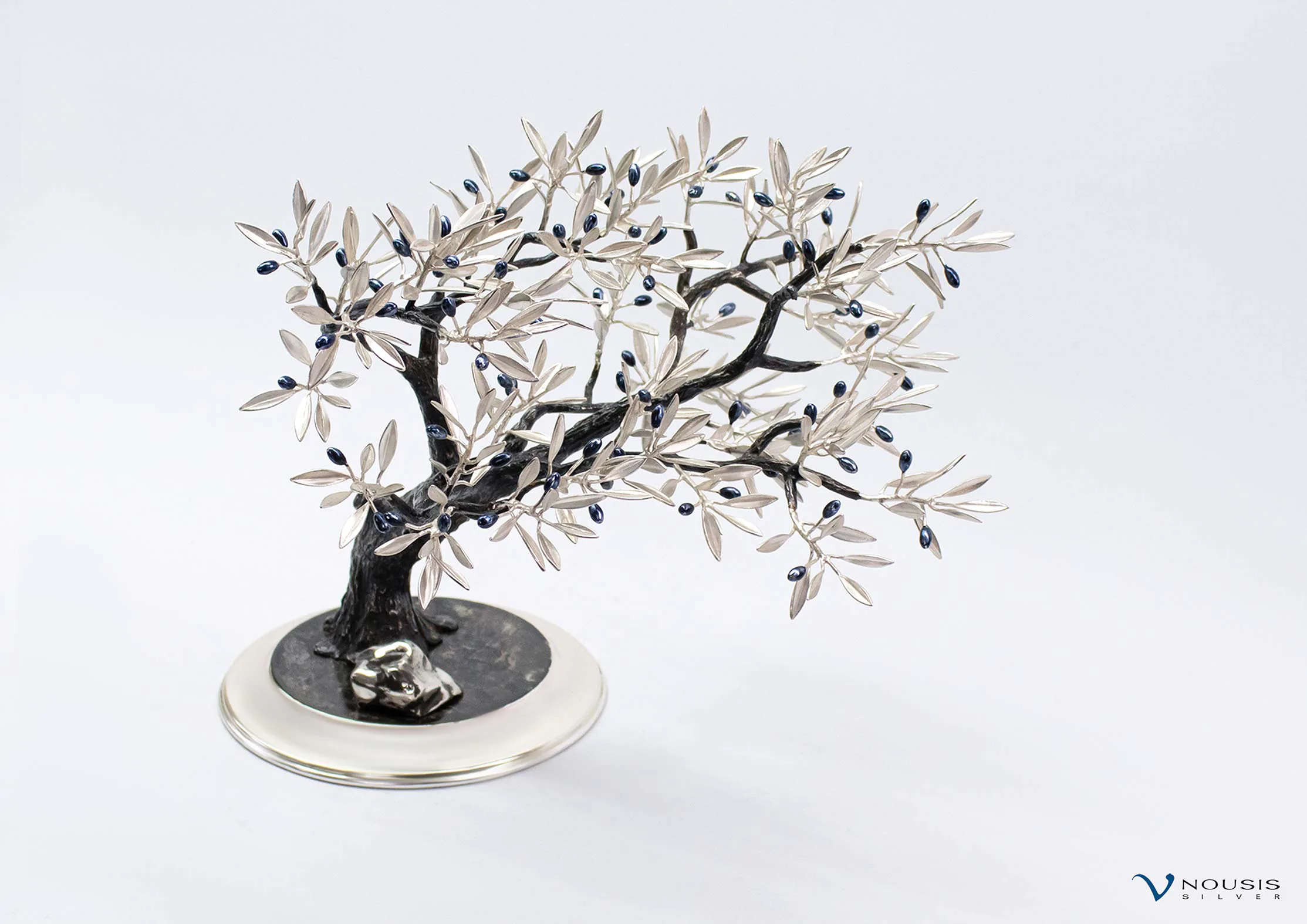 Sterling silver olive tree sculpture (O-SM-3.1)