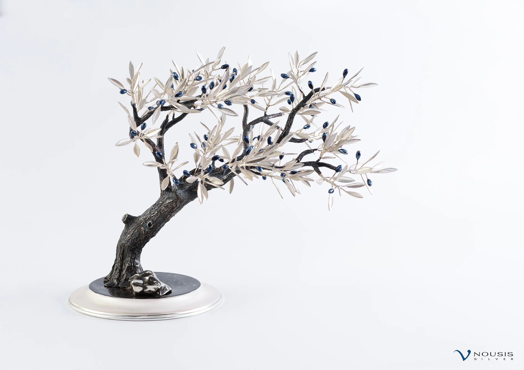 Sterling silver olive tree sculpture (O-SM-3.2)