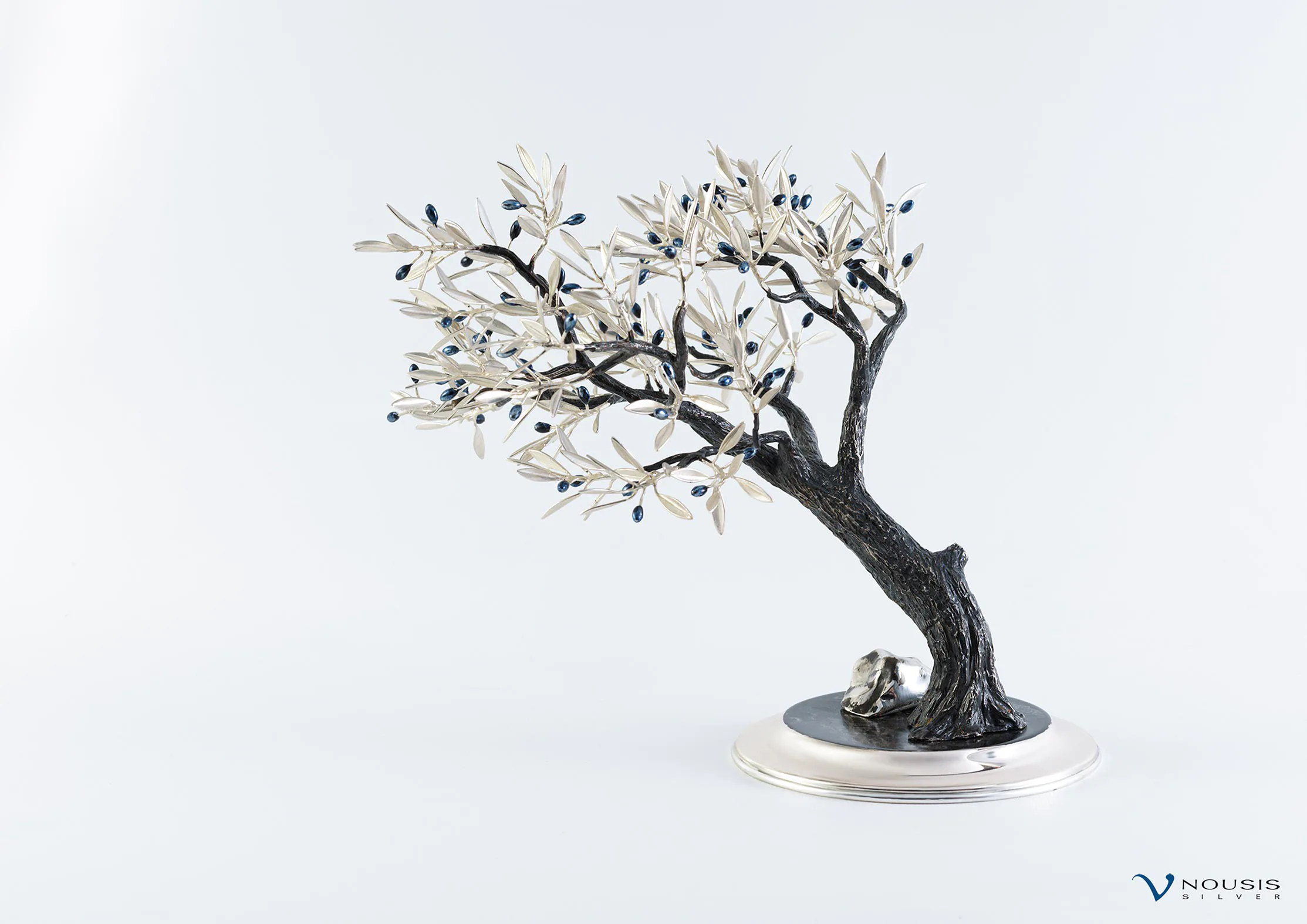 Sterling silver olive tree sculpture (O-SM-3.4)