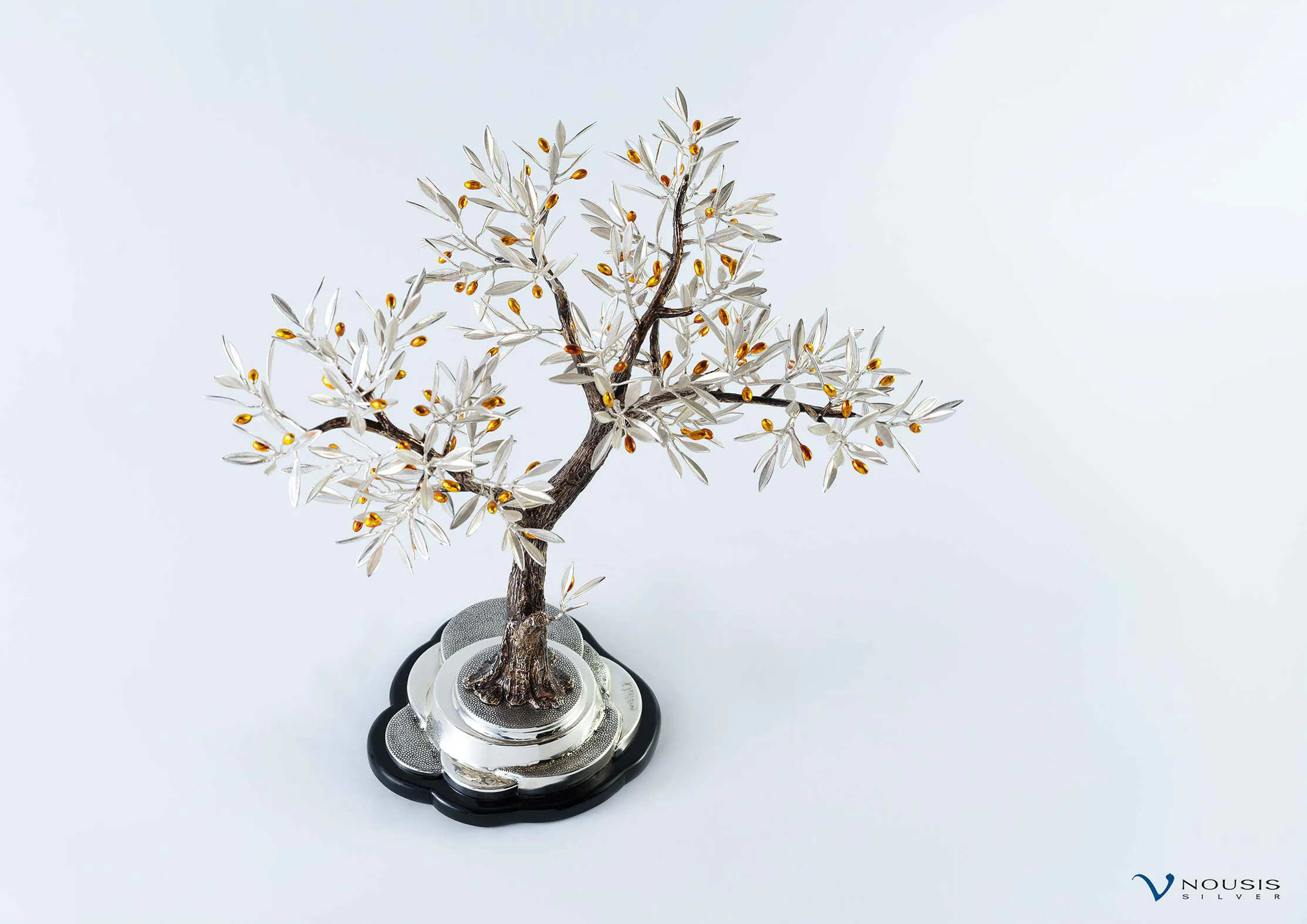 Hand made sterling silver olive tree sculpture (O-SM-4.1)