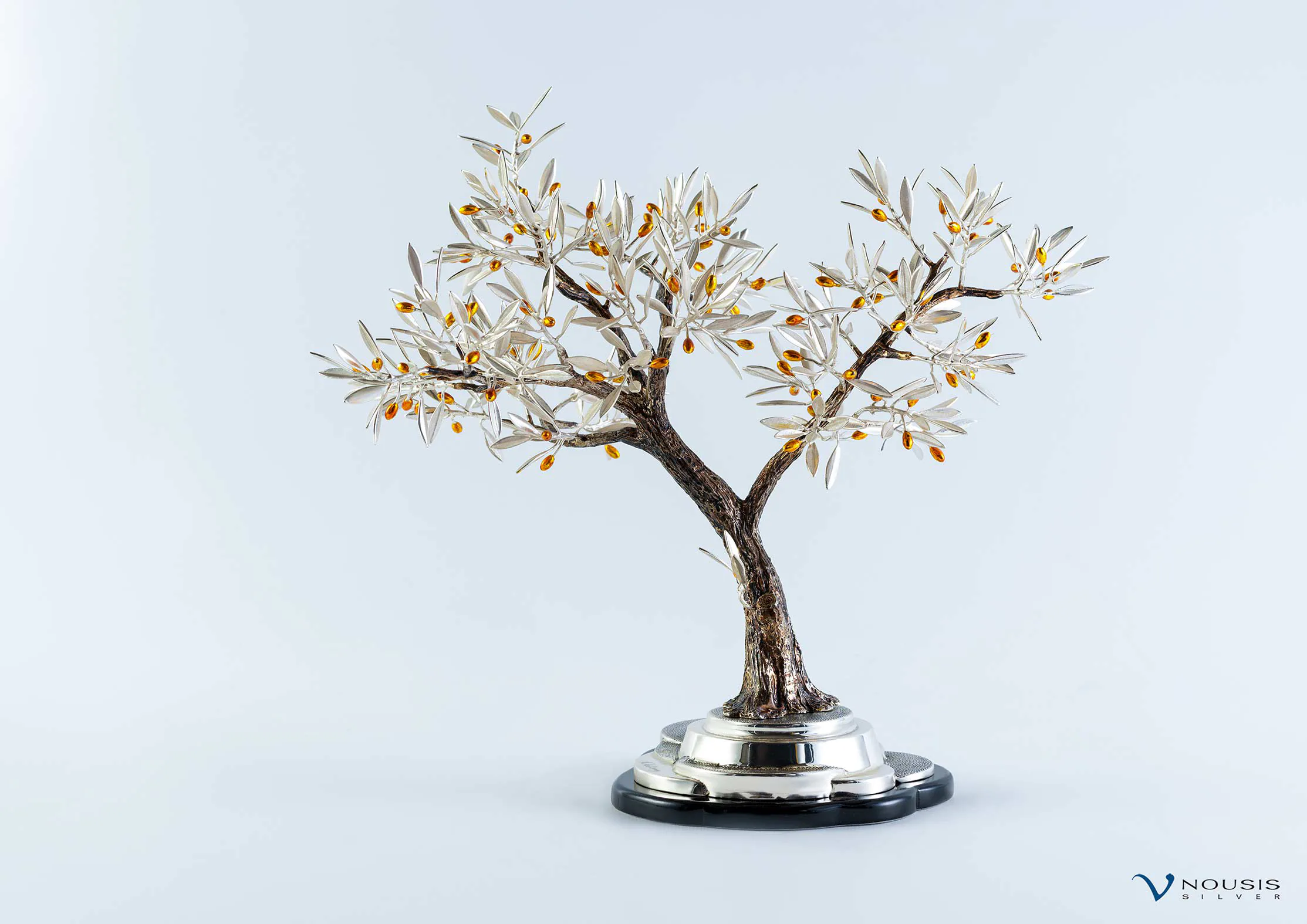 Hand made sterling silver olive tree sculpture (O-SM-4.2)