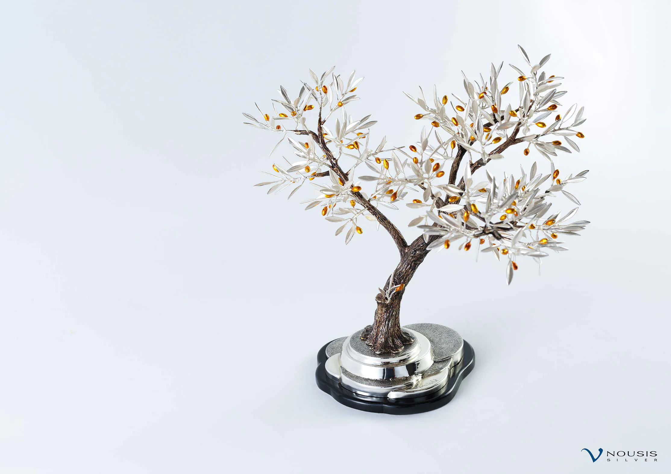 Hand made sterling silver olive tree sculpture (O-SM-4.3)