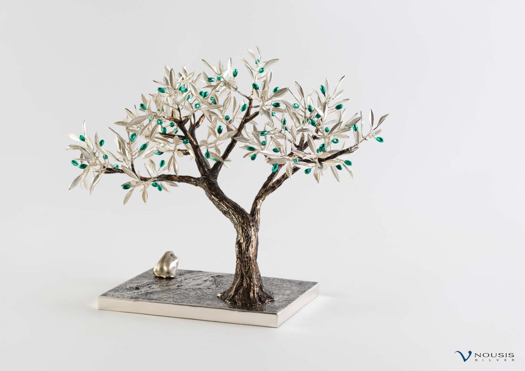 Sterling silver olive tree sculpture. One-off piece (O-SM-5.3)