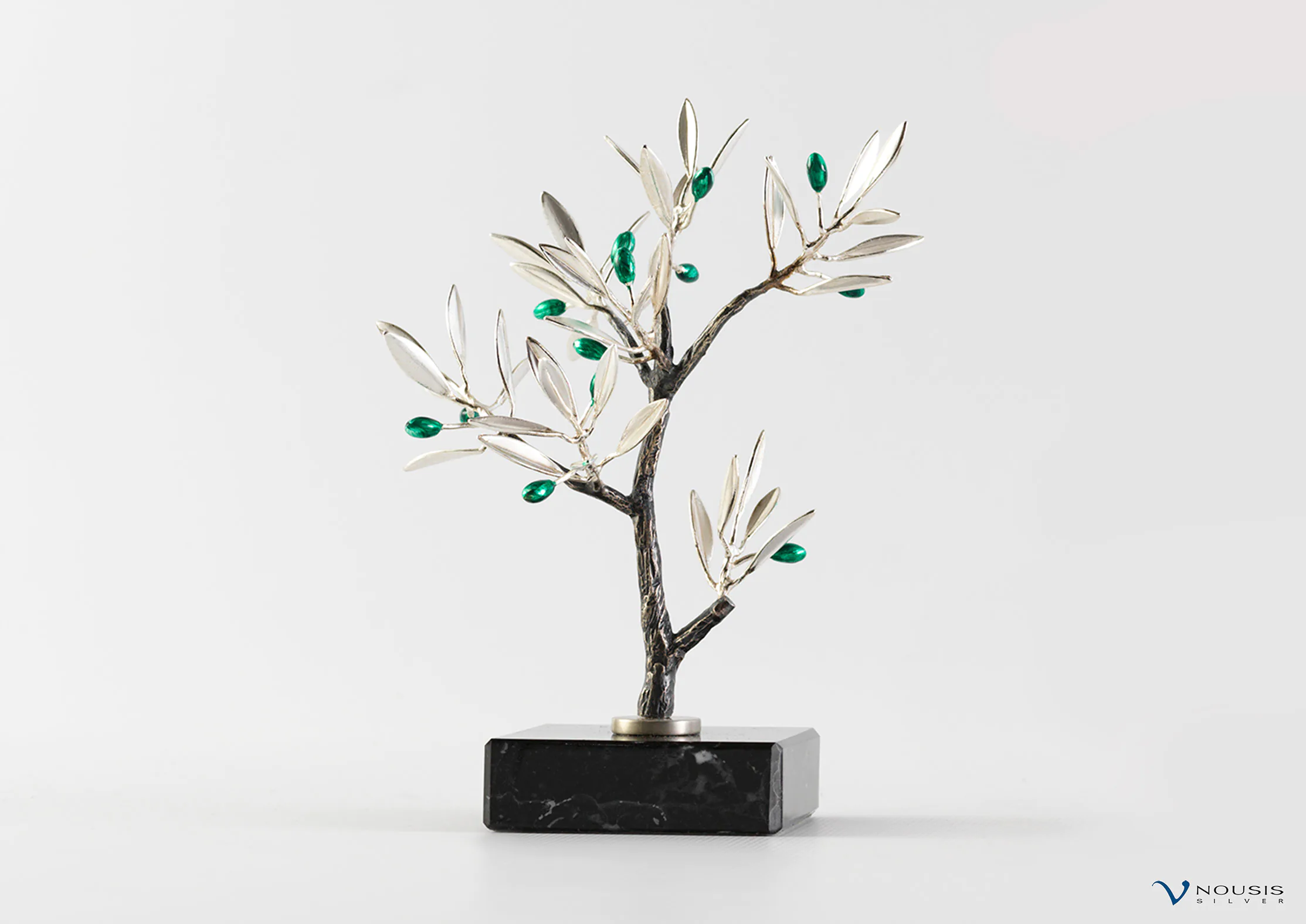 Hand made sterling silver olive tree sculpture (O-SS-1.1)