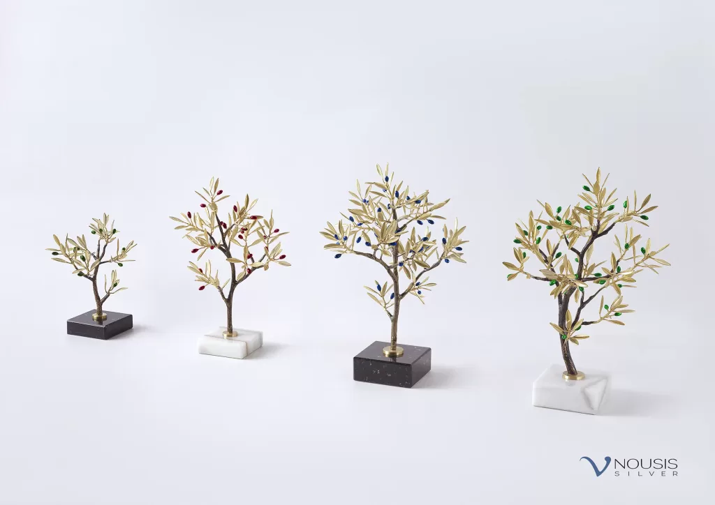 Bronze Silver Olive Tree Sculpture (P-Line B) • Μπρούτζινες χειροποίητες διακοσμητικές ελιές